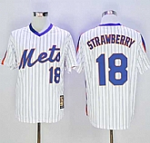 New York Mets #18 Darryl Strawberry Mitchell and Ness Stitched White Blue Strip Throwback Jersey,baseball caps,new era cap wholesale,wholesale hats